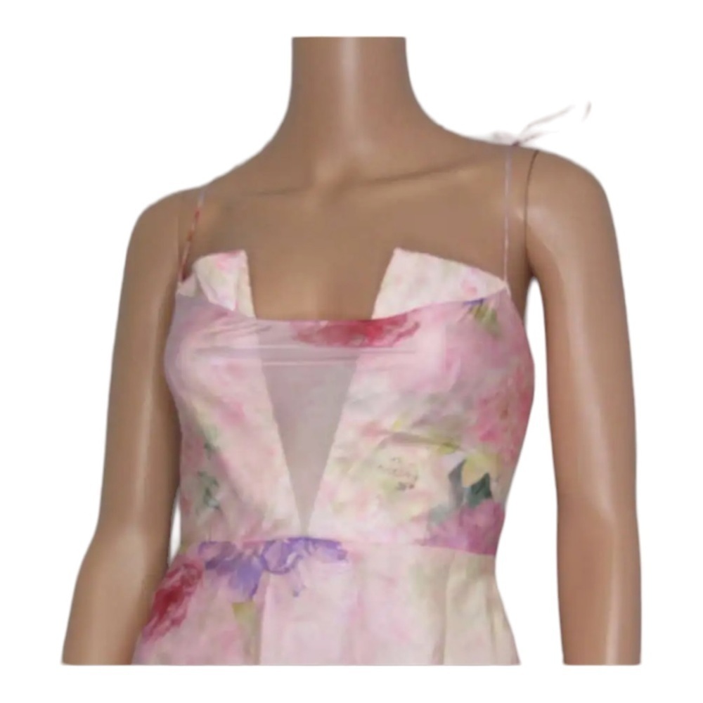 For Love & Lemons Pink Floral Chiffon Maxi Dress Small NWT Romantic - Picture 13 of 16